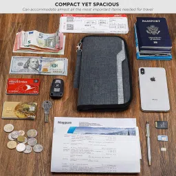 fatmug Passport Organizer, Travel Zip Pouch Document Storage for Man and Woman - Dark Grey image 5