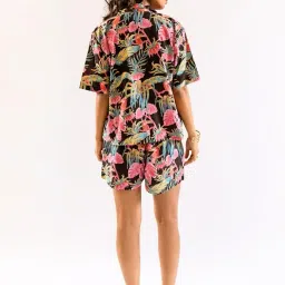 feathers closet Black Botanic Bliss Pure Cotton Collar Collar co-ords Set image 2