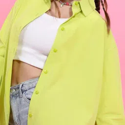 tokyo talkies Women's Solid Regular Fit Shirt image 5