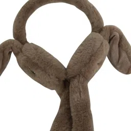 Plush Bunny Ear Muffs, Soft Faux Fur, Brown image 3
