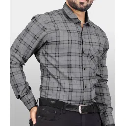 Men Checkered Casual Grey Shirt (PK19SH1095G_Formal-LPT) image 1