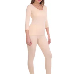 selfcare Women Solid Cotton Blend Round Neck Dark Grey Thermal Set image 2