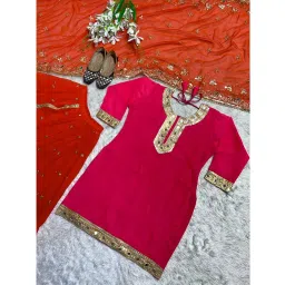 dhrishafashion WOMEN'S Georgette Stiched Dhoti-suit (SF251148-XXL SIZE Green XL) image 4