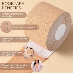 cionor Boob Tape with 10pcs Nipple Cover & 36pcs Fashion Tape Double Sided Body Tape Adhesive Strapless Bra & Heavy Breast Support - Boobs Tape for Women Clothes Beige image 1