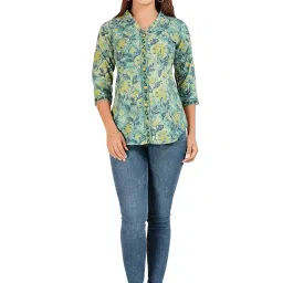 cotland fashions Jaipuri Cotton Floral Printed Shaded Shirt for Women (Top Style) image 4
