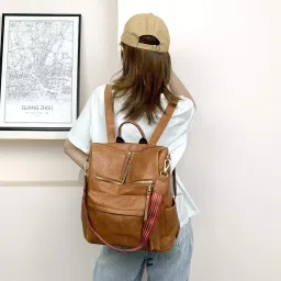 inovera (label) Vegan Leather Girl's Travel Casual Collage Backpack With Shoulder Strap image 4