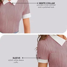 leriya fashion Regular Fit Tops for Jeans for Women | Korean Trendy Casual Top | Stylish Collared T-Shirt for Women | Oversized T-Shirt for Woman image 4