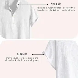 latest chikan Men's Casual Mandarian Collar T Shirts Short Sleeve Bubble Textured Short Kurta Fashion Beach Summer Kurta image 3