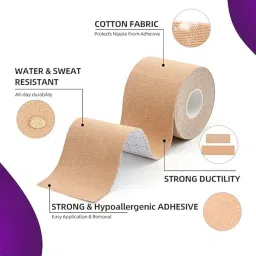 reepsun Bob kit combp - 1 Bob Tape, 1 Pair Silicon Nipple Cover, 36 Strip Double Side Tape, 10 pcs Flower Disposable Nipple Cover Beige image 2
