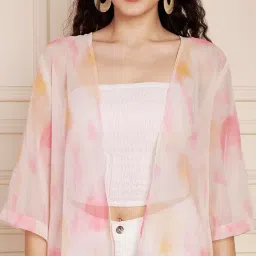 fbella Women?s Georgette Kimono Shrug with Fringe | Free Size | Lightweight Summer Shrug image 3