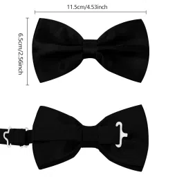 habibee HABI Solid Color Mens Suspender Bow Tie Set Clip On Y Shape Adjustable Braces (Black) image 1