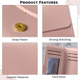 kraptick Women's Wallet -Stylish and Compact Purse Clutch Wallet for Women, Stylish Card Coin Holder, Debit Card Holder, Money Organizer and Travel Wallet for Women with 7 Slots (Pink) image 3