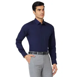 raymond Men Slim Fit Solid Pattern Pure Cotton Semi Cutaway Collar Formal Shirt image 1
