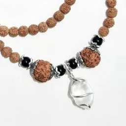 happiness hub Sphatik Lingam Rudra Shivling Kavach Pendant Mala Shivlingam Stone Locket For Men Women isfatik Rudraksha Mala image 1