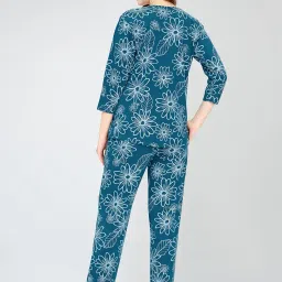 zeyo Women's Cotton Floral Printed Nursing & Maternity Night Suit Set Of Top & Pajama Set Feeding Night Dress 5803 image 4