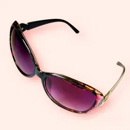 Sadhil Creations Stylish and Designer Oversized Round Shades/Sunglasses/Goggles for Women/Ladies/Girls | Beautiful Flower Print Frame | with Protective Case, Jute/Net Pouch image 2