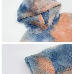 fensir Women’s Tie-Dye Hooded Plush Pullover with Flannel Shorts | 2 Piece Cozy Winter Loungewear Set image 4