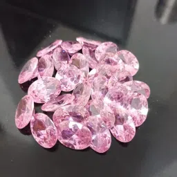 55carat Created Pink Cubic Zircon at Wholesale Rate (Rs 7.5/carat) Fine Quality Oval Shape जरकन Loose Gemstone for Reselling Astrologers Jewellers Crystal Healing Astrological image 1