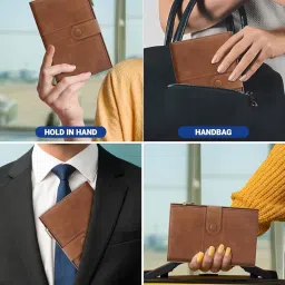 fedus Premium Passport Holder for Men, Passport Holder for Women Passport Cover Case Wallet with Card Holder, RFID Protected Travel Accessories Organiser, Brown, Faux Leather image 5