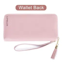 lovelux Women's Long Wallet - Pink PU Leather Zipper Purse with Tassel | Multi-Slot Credit Card Holder & Large Capacity Coin Wallet for Women & Girls (Pink) image 5