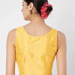 studio rasa Women Net Sequin Embroidered Crop Top for Wedding Festive image 4