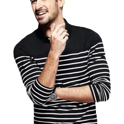 fanideaz Branded Mens Cotton Stripe Polo Full Sleeve T-Shirt image 1