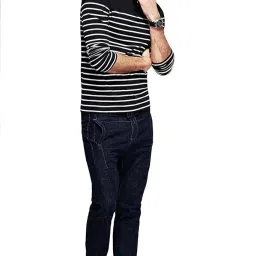 fanideaz Branded Mens Cotton Stripe Polo Full Sleeve T-Shirt image 2