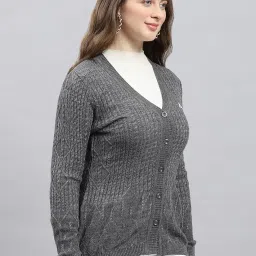 monte carlo Women's Regular Fit Cardigan | Self Design Pattern with Button Closure | Full Sleeve V-Neck Cardigan for Women image 2