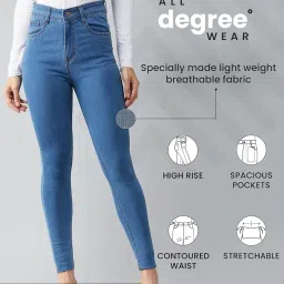 dolce crudo Women's Blue Skinny High Rise Distressed Regular Length Denim Jeans image 1