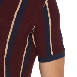 peter england Men's 100% Cotton Vertical Striped Polo Shirt – Casual Wear | Sleek & Comfortable image 3