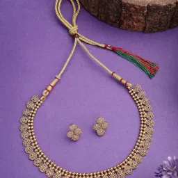 sukkhi Ethnic Style One Gram Gold Plated with Filigree Design Choker Necklace & Studs Earrings Jewelley Set for Women & Girls |NS107366 image 2