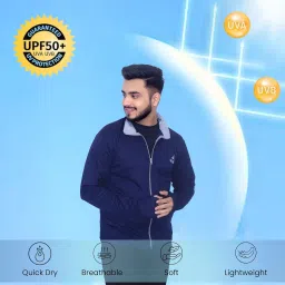 caraba Men's Sunscreen Jacket Full Sleeves Polyester Fabric UPF 50+ Sun Protection Jacket For Running, Hiking, Sport & Outdoor Activity Track Jacket for Men High Neck Lightweight. image 4