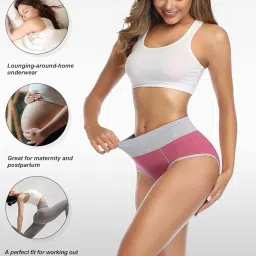 wirarpa Women's Cotton Underwear High Waist Stretch Briefs Soft Underpants Ladies Full Coverage Panties 5 Pack image 2
