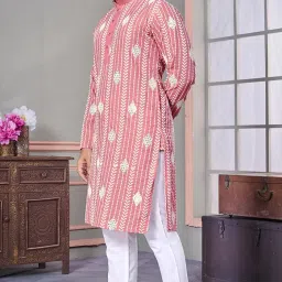 lazzly Men's Cotton Kurta, Ethnic Embroidered Kurta for Perfect Ethnic Look, Stand Collar Long Sleeve Kurta, Casual Embroidered for Men image 2