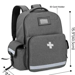 Emergency Medical Backpack Empty, First Responder EMT Bag for EMS, Camping, Hiking, Home Health, Field Trips - Grey (Bag Only) image 4