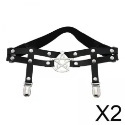 myaddiction 2xWomen Leg Garter Belt Adjustable Thigh Suspender PU Leather Leg Ring Black image 2
