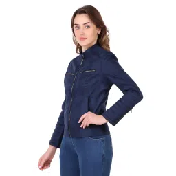 leather retail Women's Suede Faux Leather Jacket image 3