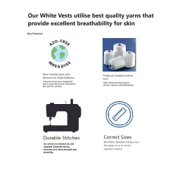 lush plush Baby Boys Relaxed Fit White Cotton Vest | Lightweight, Breathable | Ganji | Banian | Baniyan | Kids Sando for Infant Newborn Toddler image 1