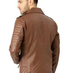 leather retail Mens Solid Biker Jacket image 1