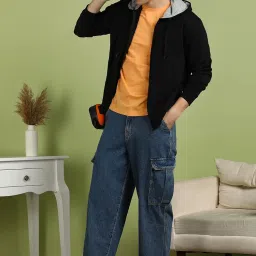 Alan Jones Clothing Men’s Solid Zipper Hooded Sweatshirt | Ribbed Hem, Lined Hood, Side Pockets, Durable Zip | Sizes S to 5XL | Multiple Colors image 1