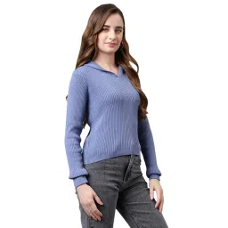 latin quarters Women's Blue Full sleeve Pullover Sweater Top image 3