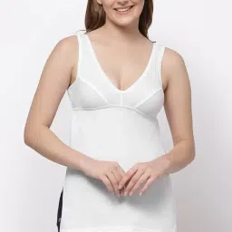 floret Women's Cotton V-Neck Wide-Straps Seamed Thigh Length Bra Camisole/Spaghetti/Slips image 5