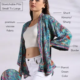 ke kanhaexports KE KANHA EXPORTS Shrugs for Women Stylish | Cover up on Jeans Tops for Women | Western Beach Outfits | Summer Clothes | Kimono Length Option Short | Medium | Long image 1