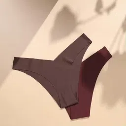 ghelonadi Cotton Seamless Thong Low Rise Sexy Solid G-String T-String Sexy Lingerie Panties Briefs Hipster Underpants for Girl's (Multicolor) (Pack of 3) image 1