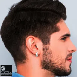 sivyaa Men's Single Piece Hoop Bali Earring | Pure 925 Silver | Plain Round Piercing Ear Ring | Huggie Loop Tops | Gift Item 4 Men Boys | 6 Month Warranty image 4