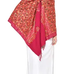 weavers villa Women's Kashmiri Aari Embroided Cashmilon Woven Stoles, Shawls, Wraps (SIZE: 30" X 80") image 1