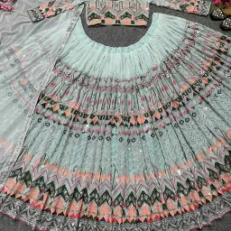 dhrishafashion Women's Net Semi Stitched Lehenga Choli In Multicolour Colour SF218ver-32 image 2