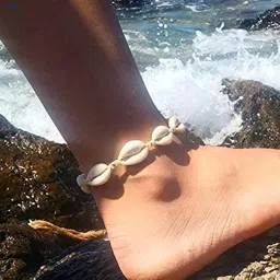 eiffy Adjustable Natural Cowrie Beads Seashell Conch Anklet Bracelet Bangle Handmade Hawaiian Beach Foot Chain Strand Jewelry image 3
