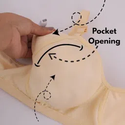 fabme Mastectomy Cancer Pocket Bra with One Micro Fiber Filled Adjustable Pad | Cotton Bra image 3