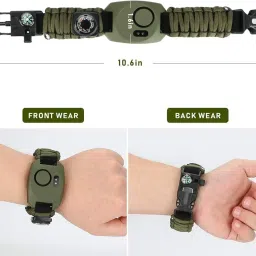 Linist Paracord Band For Unisex Adult- 8-in-1 Multifunctional Kit with Fire Starter, Whistle, Rescue Parachute Cord, Thermometer, Compass, SOS LED Light, 130DB Alarm for Hiking and Camping image 4